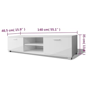 TV stolek bílý s vysokým leskem 140 x 40,5 x 35 cm - obrázek 5