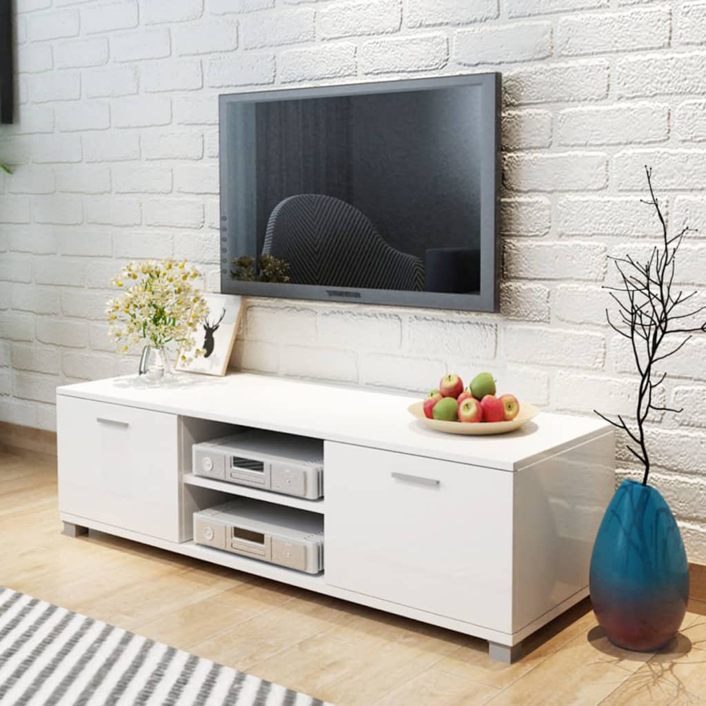 TV Schrank Hochglanz-Weiß 140x40,3x34,7 cm | Stepinfit