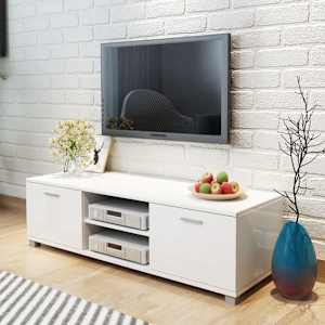 TV stolek bílý s vysokým leskem 140 x 40,5 x 35 cm - obrázek 1