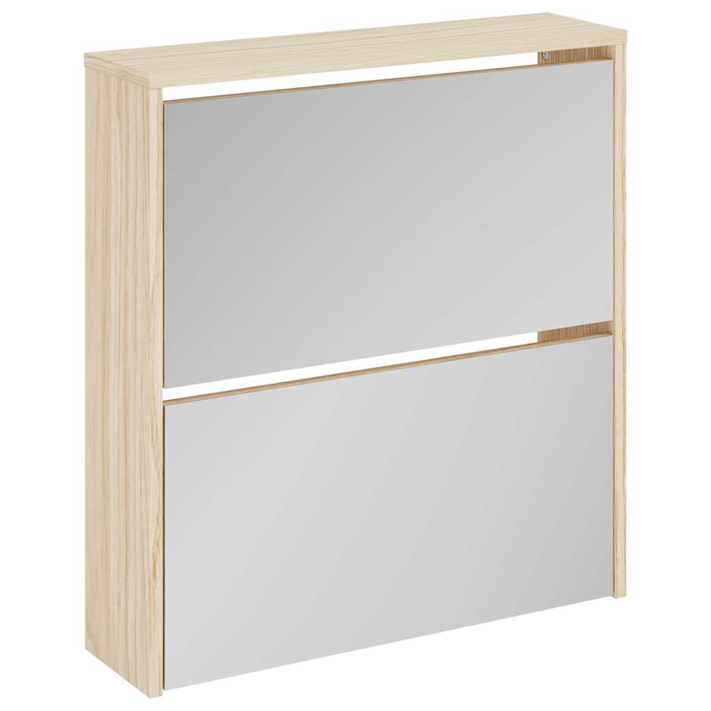 vidaXL Botník dvoupatrový zrcadlo dub 63 x 17 x 67 cm