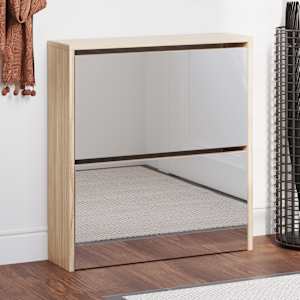 Botník dvoupatrový zrcadlo dub 63 x 17 x 67 cm - obrázek 1
