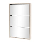 vidaXL Schuhschrank mit 3 Fächern Spiegel Eiche-Optik 63x17x102,5 cm