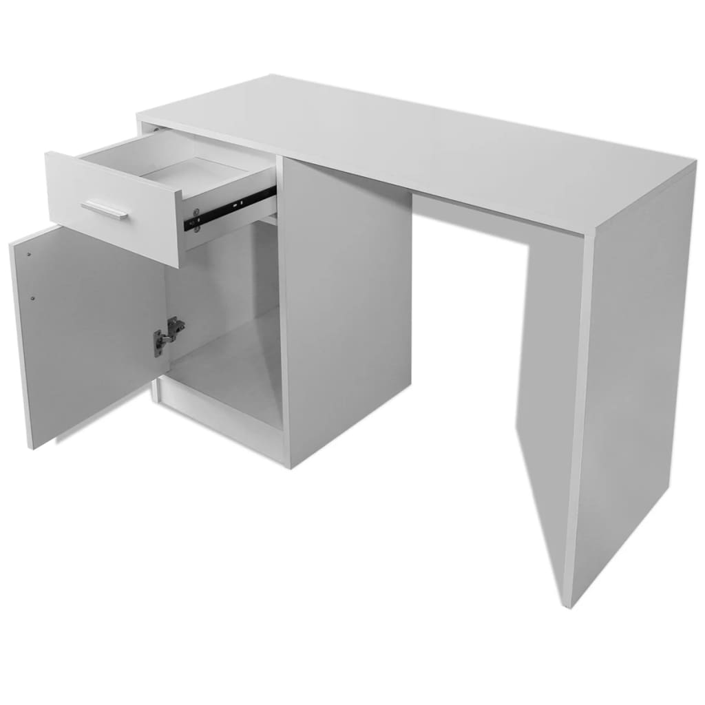 imagem de vidaXL Mesa com gaveta e armário 100x40x73 cm branco5