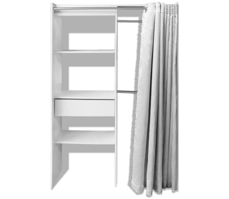 vidaXL Cloth Cabinet with Curtain Adjustable in Width 121-168 cm White