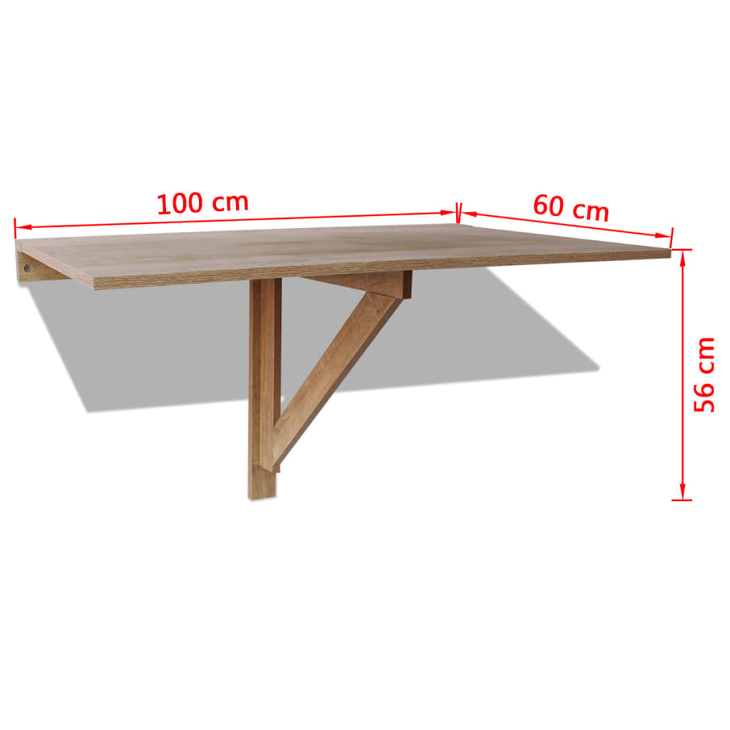 Összecsukható tölgy fali asztal 100 x 60 cm 