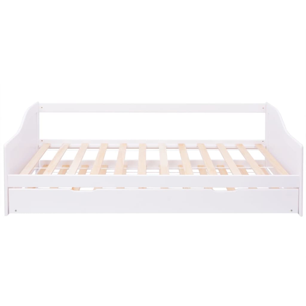 vidaXL Pull Out Sofa Bed Frame White Pinewood 90x200 cm