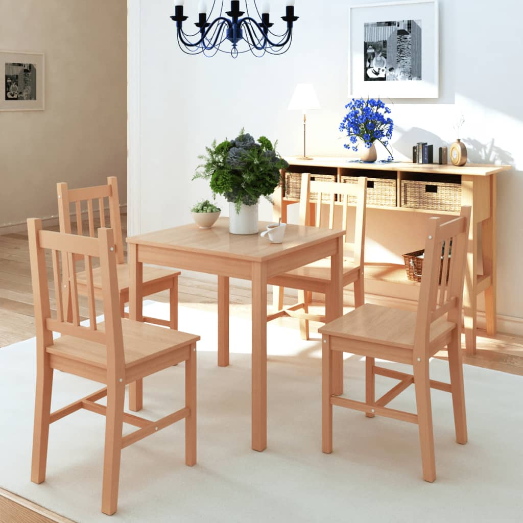 vidaXL Set masă și scaune din lemn de pin, 5 piese vidaXL