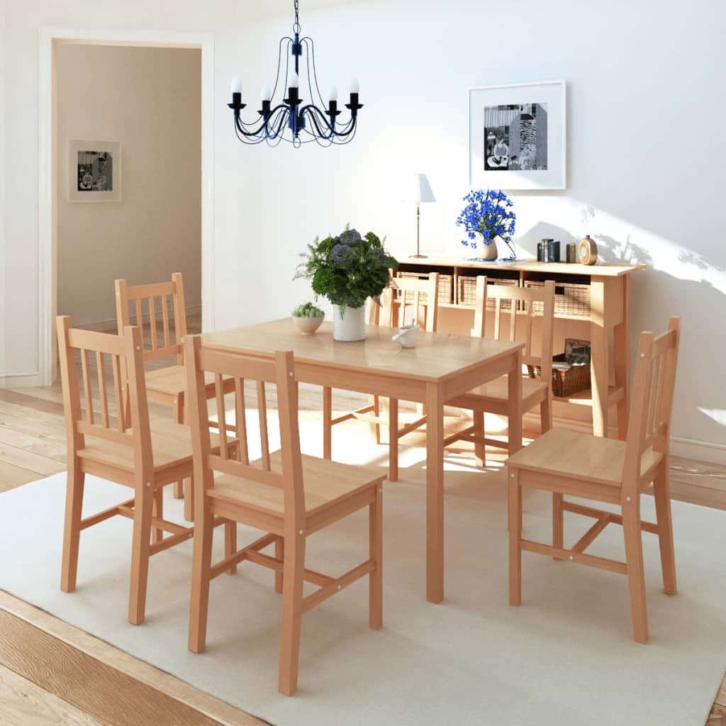vidaXL Set masă și scaune din lemn de pin 7 piese vidaXL imagine noua 2022