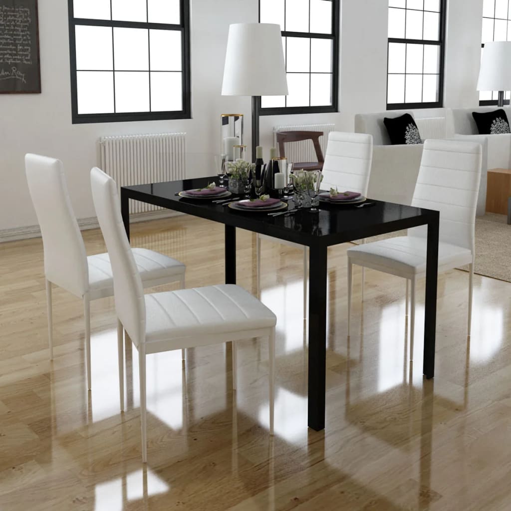 vidaXL Set masă și scaune de bucătărie, cinci piese, negru vidaXL