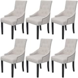 vidaXL Dining Chairs 6 pcs Polyester Cream