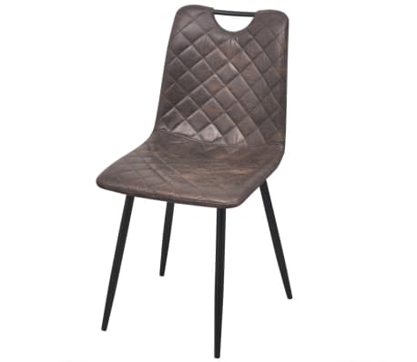 vidaXL Трапезни столове, 4 бр, тъмнокафяви, изкуствена кожа