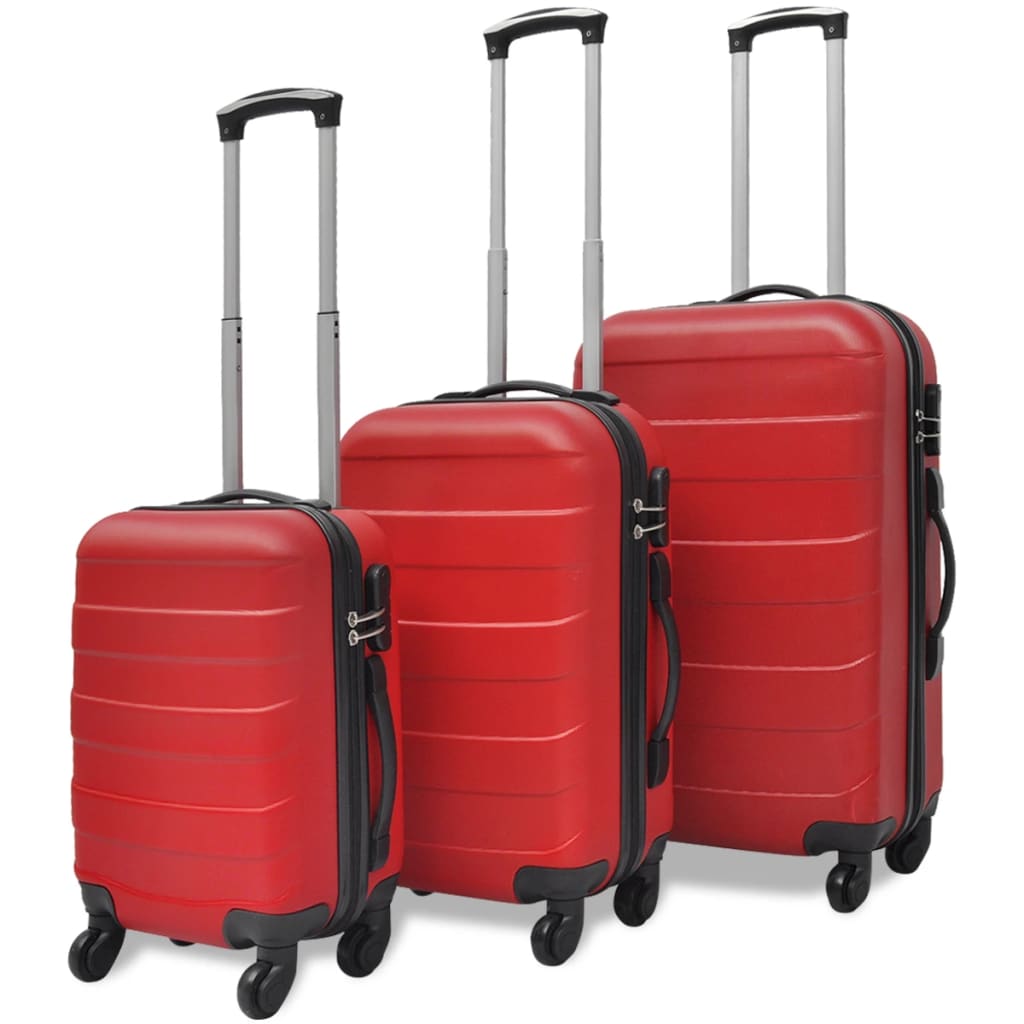 vidaXL Sada tří skořepinových kufrů na kolečkách, červená