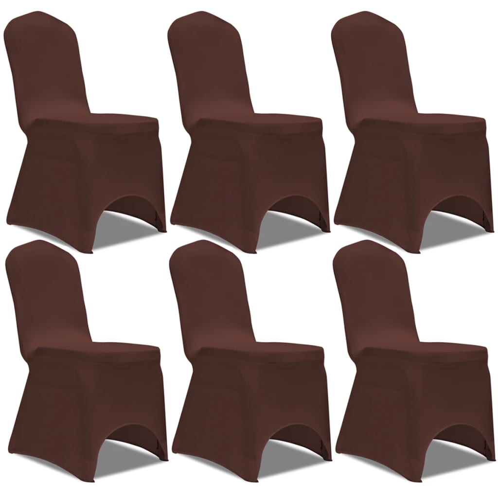 vidaXL Husă de scaun elastică, 6 buc., maro buc. imagine model 2022