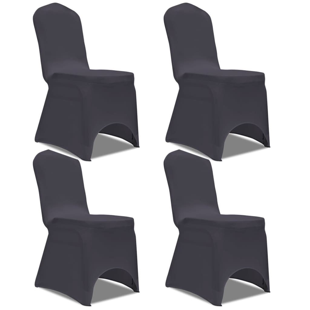 vidaXL Husă de scaun elastică, 4 buc., antracit Antracit imagine model 2022