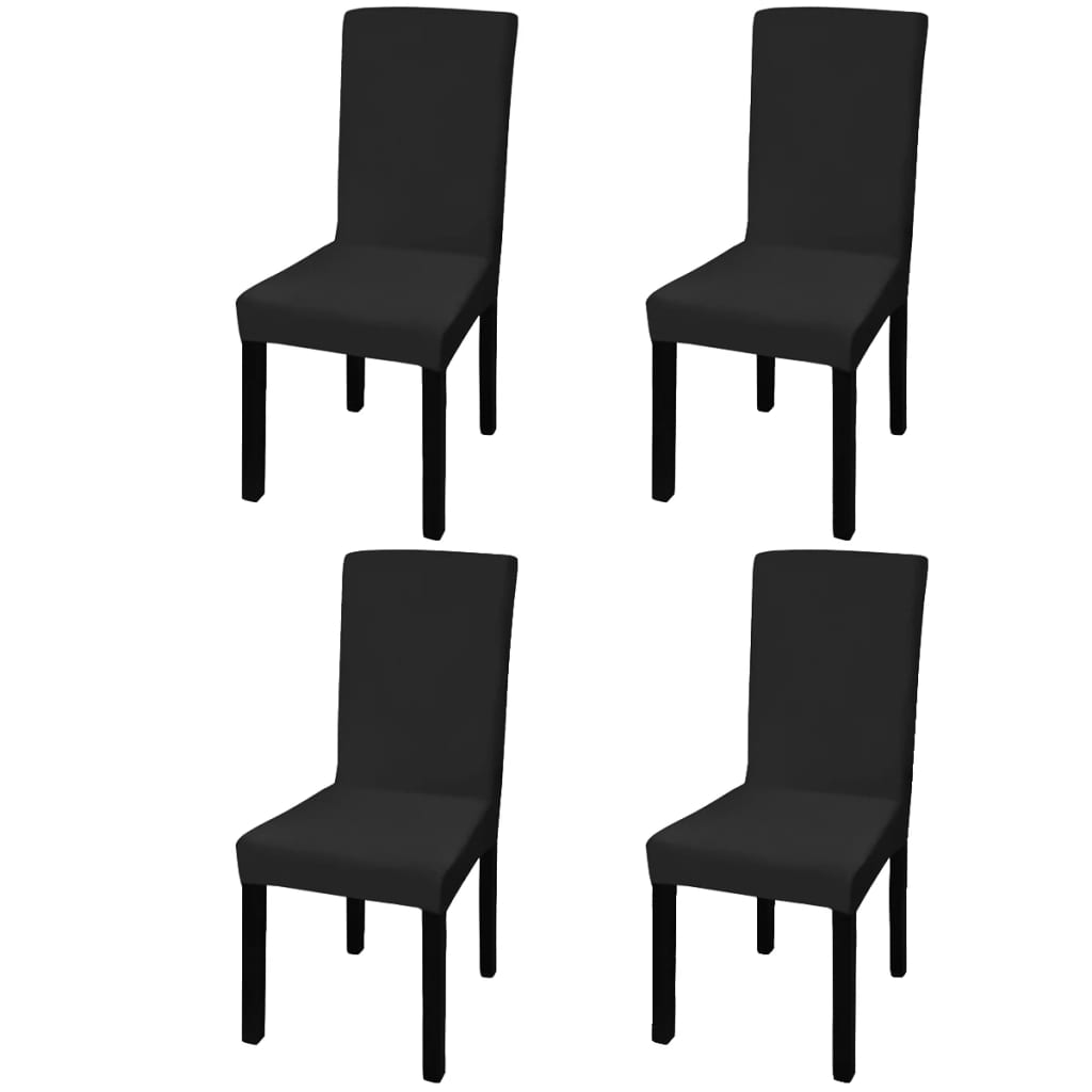 vidaXL Huse de scaun elastice drepte, 4 buc., negru vidaXL