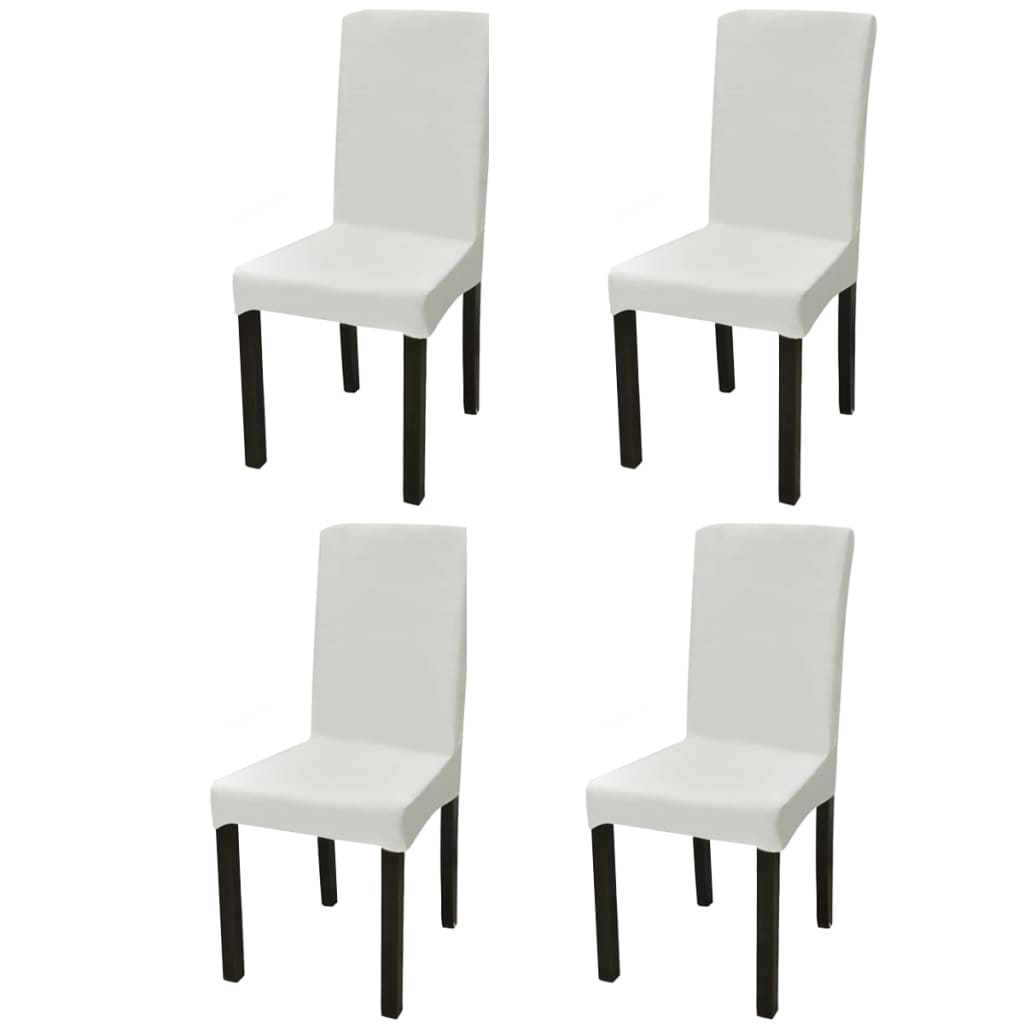 vidaXL Husă elastică dreaptă pentru scaun, crem, 4 buc. vidaXL