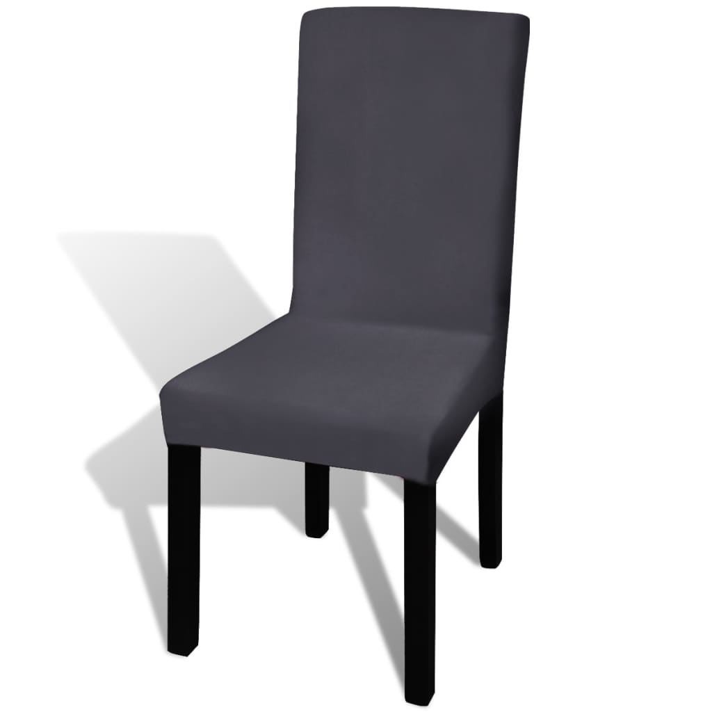 vidaXL Stoelhoezen 4 st stretch recht antracietkleurig afbeelding