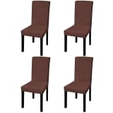 vidaXL Capa extensível para cadeira 4 pcs castanho