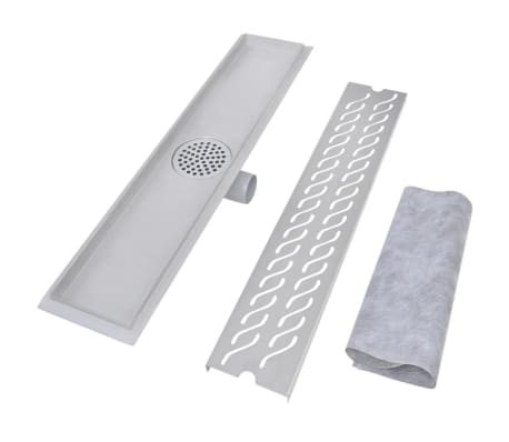 vidaXL Lineær Dusjavløp Bølge 630x140 mm Rustfritt stål