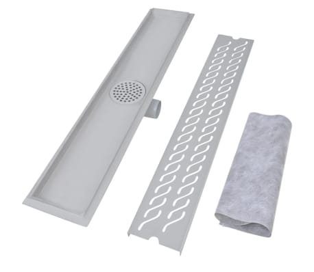 VidaXL Dreno de chuveiro linear ondas 730x140 mm a&ccedil;o inoxid&aacute;vel
