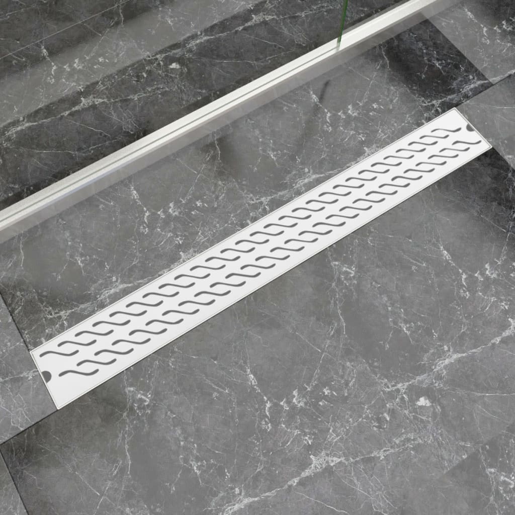 vidaXL lineært bruseafløb 930x140 mm rustfrit stål bølgedesign
