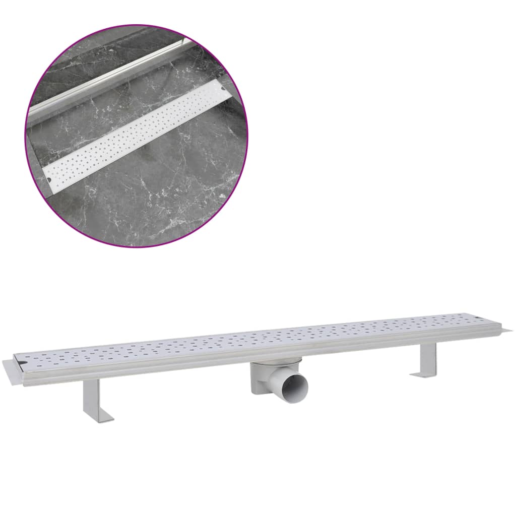 vidaXL Doucheafvoer rechthoekig bubbel 830x140 mm roestvrij staal