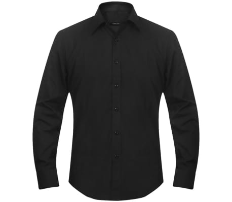 vidaXL Camisa de negócios p/ homem, preto, XL
