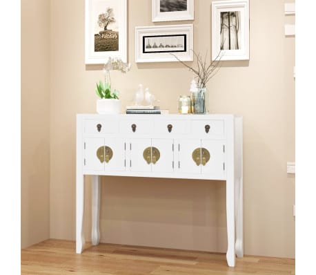 Vidaxl Solid Wood Sideboard Chinese Style White Storage Chest