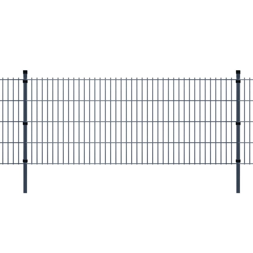 vidaXL 2D panel og pæle til havehegn, 2.008x1.030 mm, 2 m, grå