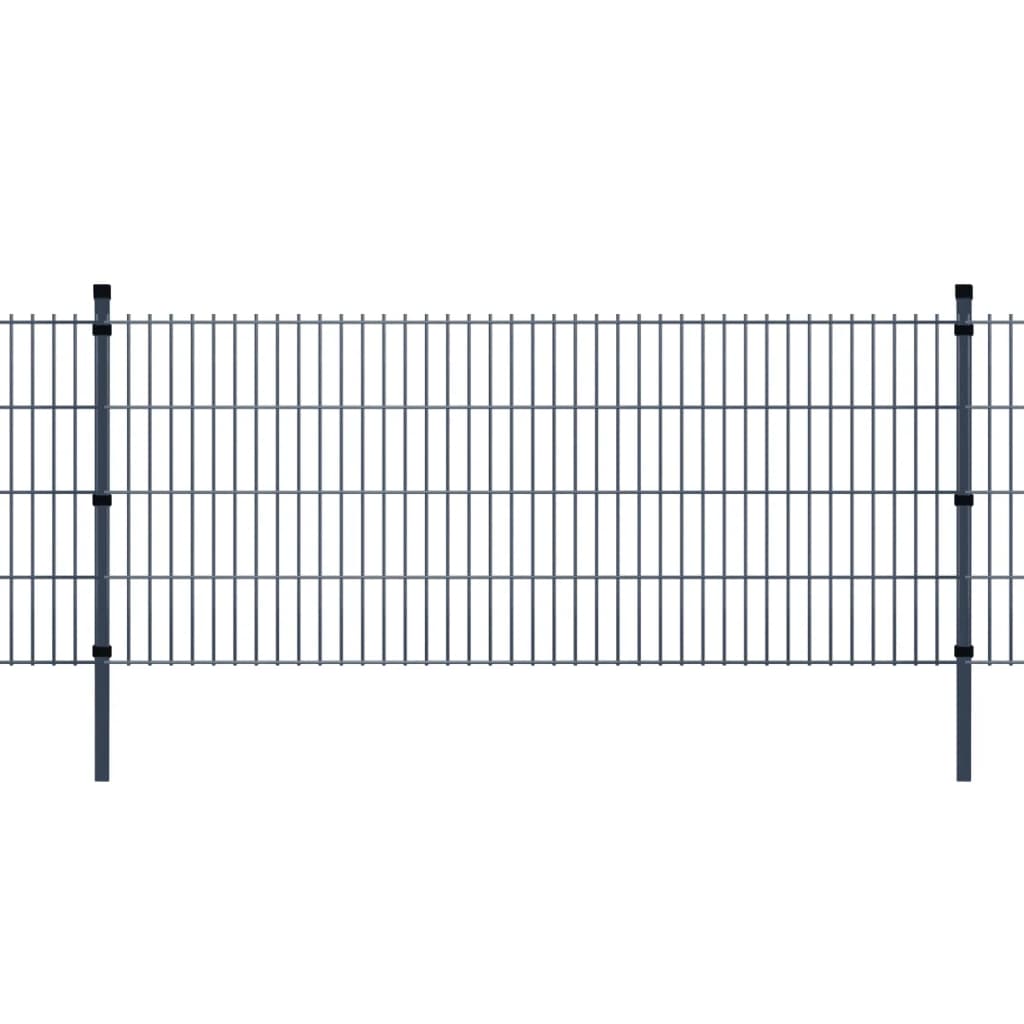 vidaXL 2D paneler og pæle til havehegn, 2.008x1.030 mm, 4 m, grå