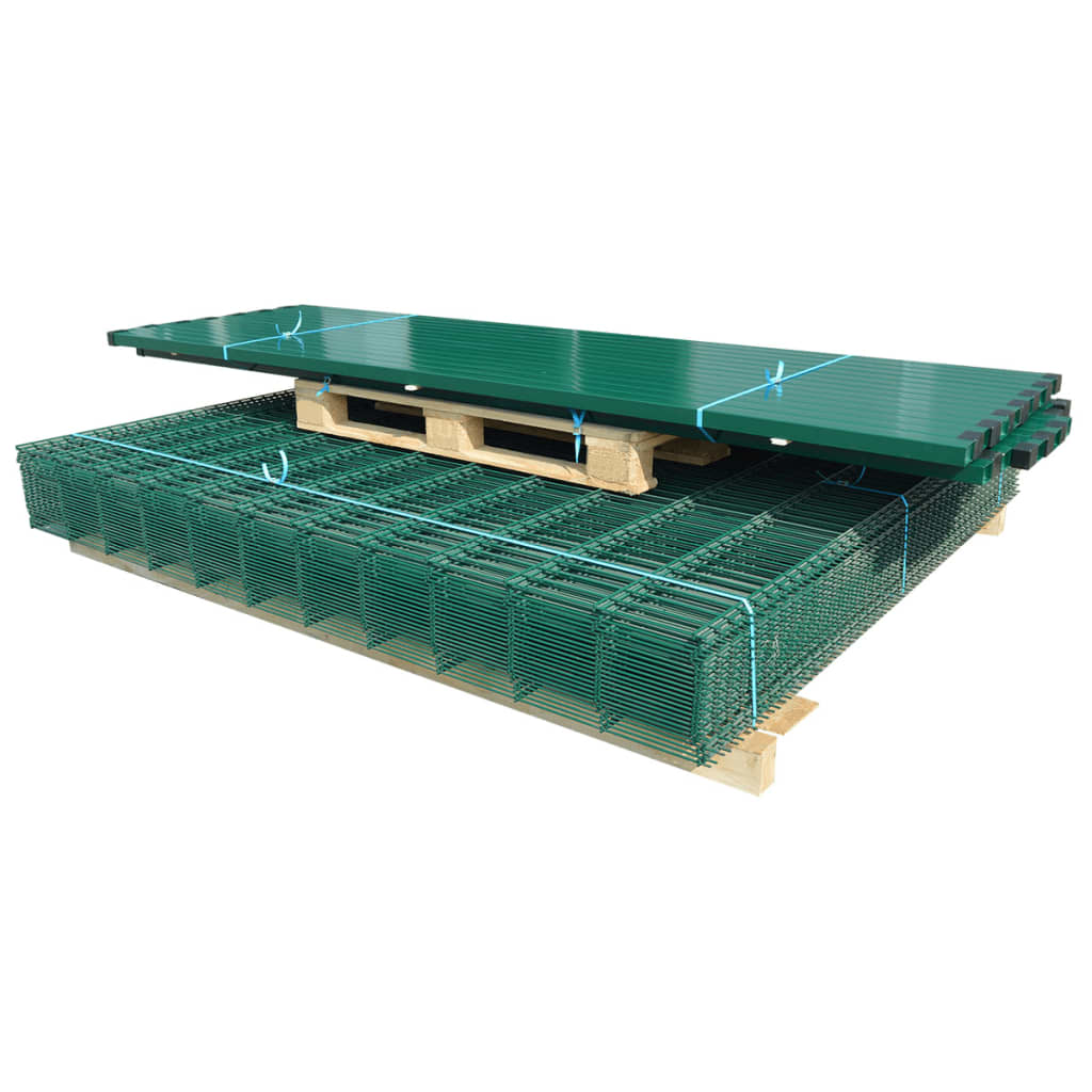 

vidaXL Dubbelstaafmatten en palen 2008x1430 mm 20 m groen