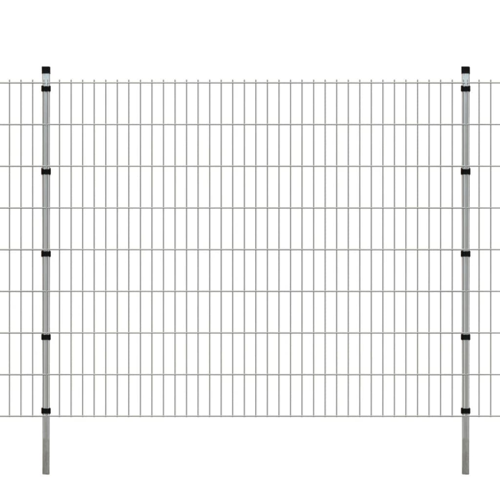 VIDAXL Dubbelstaafmatten en palen 2008x1630 mm 4 m zilverkleurig online kopen