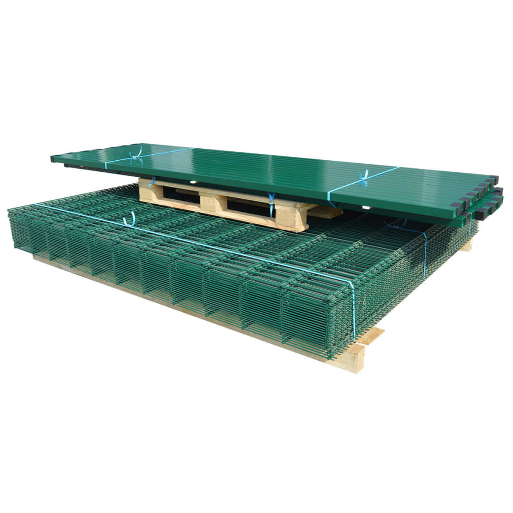 

vidaXL Dubbelstaafmatten en palen 2008x2030 mm 24 m groen