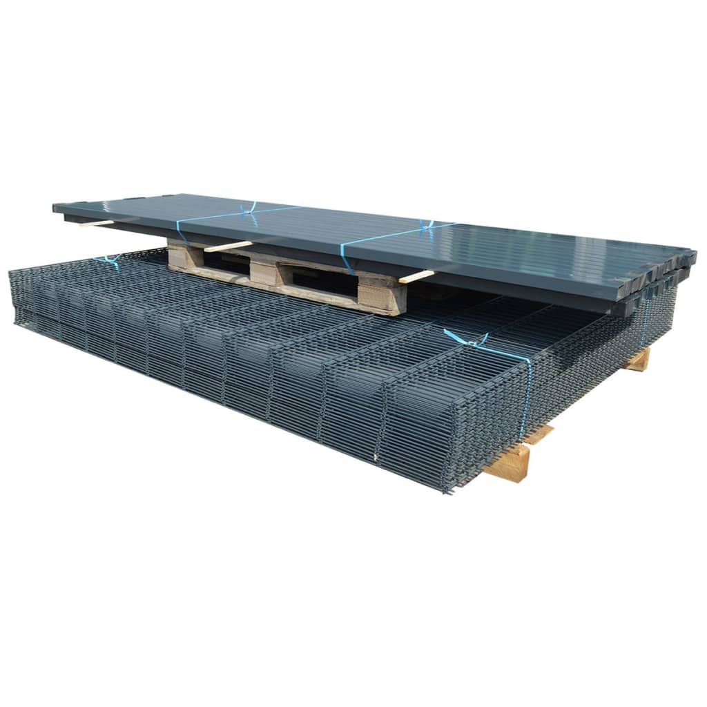 

vidaXL Dubbelstaafmatten en palen 2008x2030 mm 20 m grijs