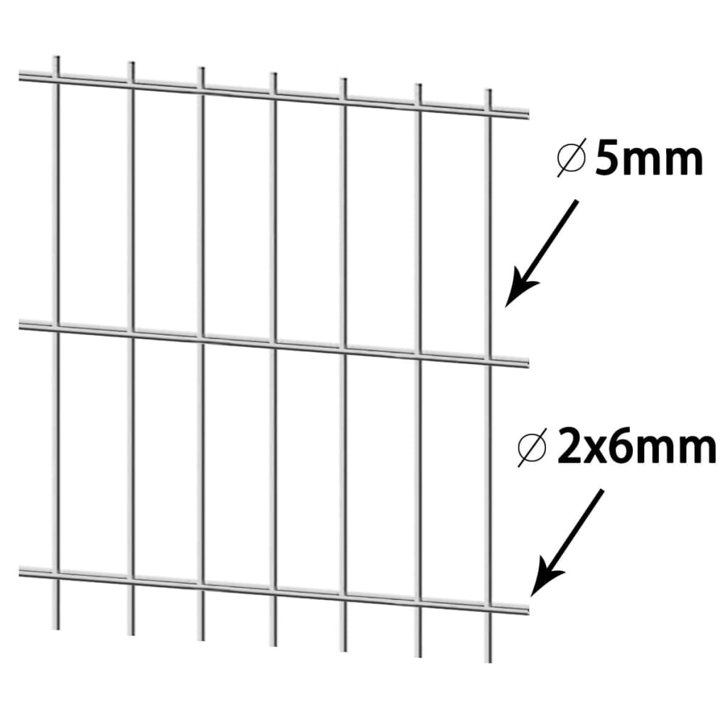 

vidaXL Dubbelstaafmatten 2,008x1,03 m 22 m (totale lengte) zilverkleur