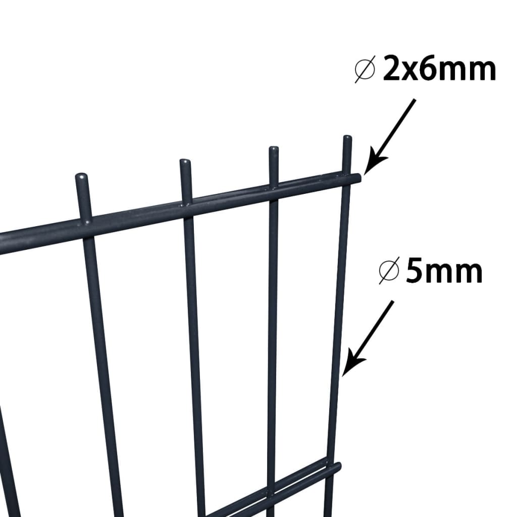 

vidaXL Dubbelstaafmatten 2,008x1,83 m 50 m (totale lengte) grijs