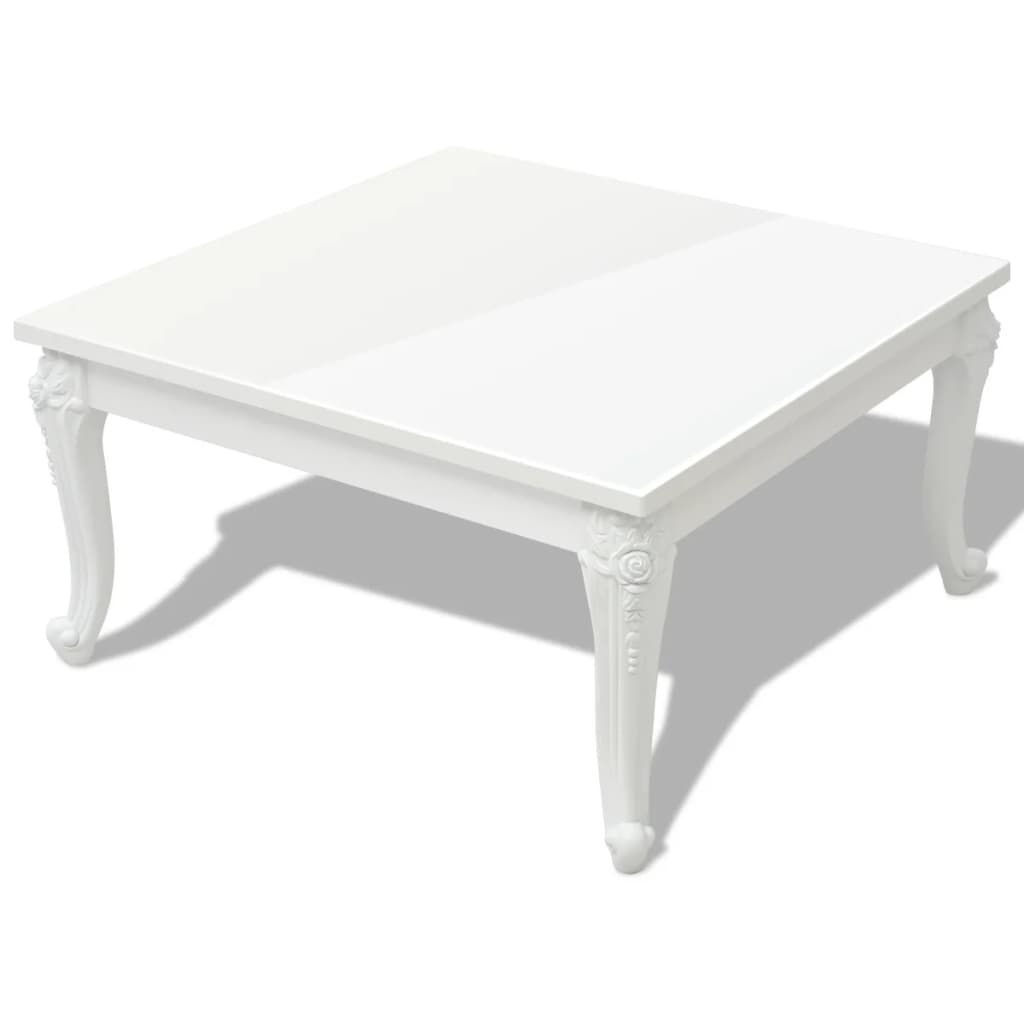  Konferenčný stolík, 80x80x42 cm, vysoko-lesklý, biely