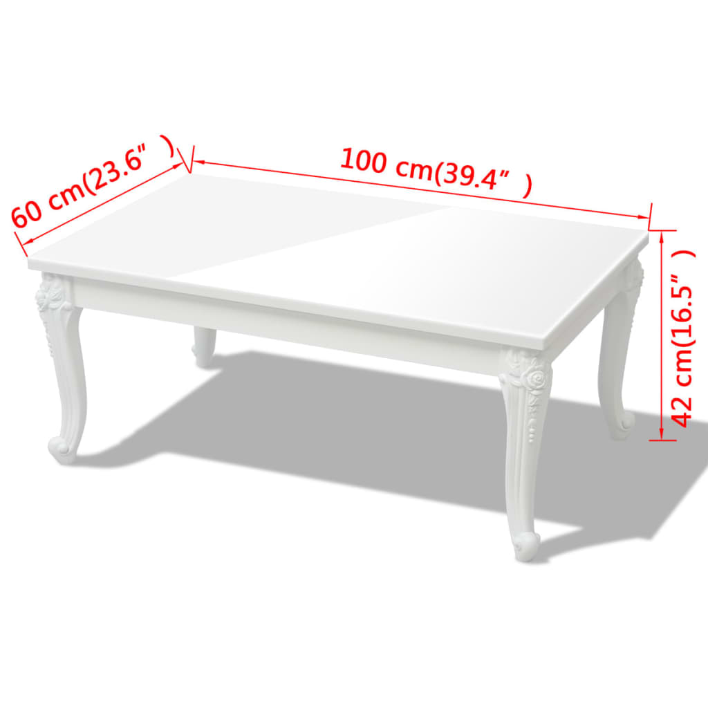 Konferenční stolek 100x60x42 cm vysoký lesk bílý