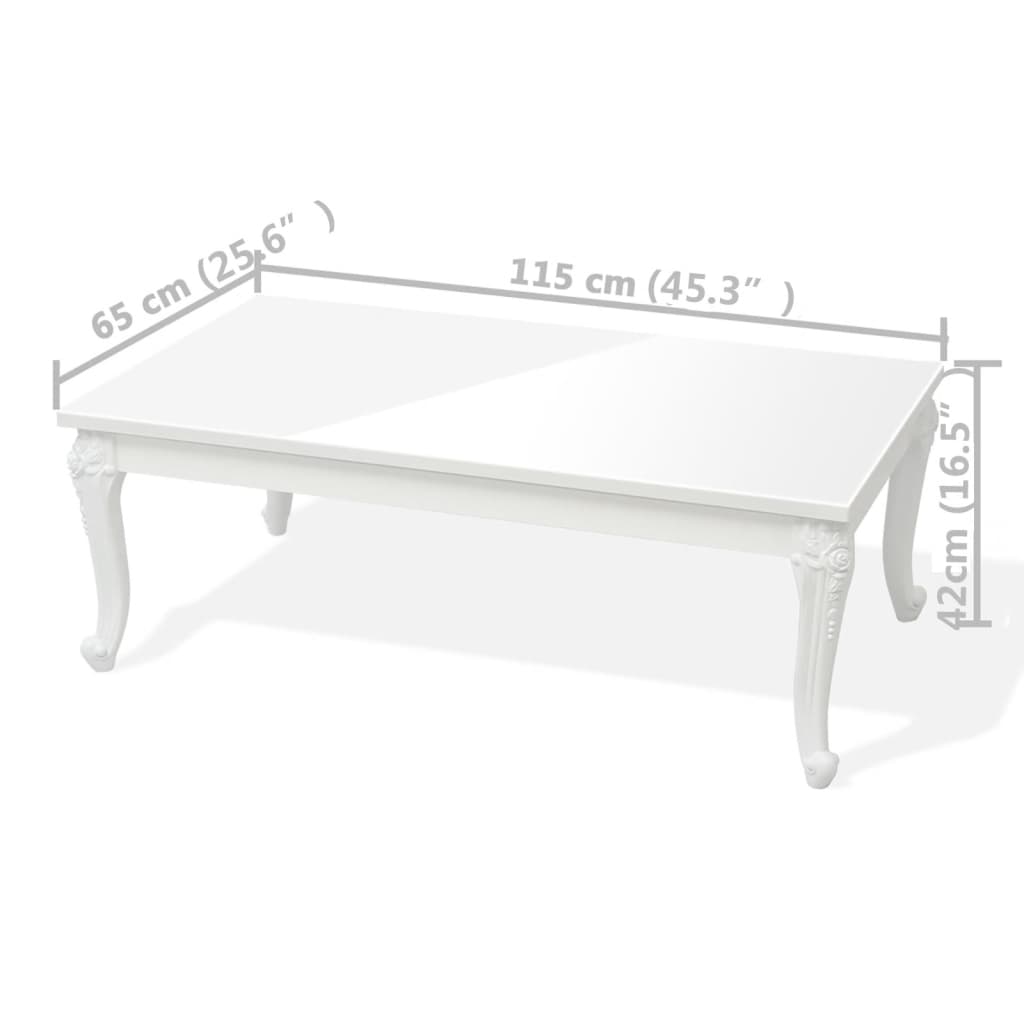  Konferenčný stolík 115x65x42 cm, vysoký lesk, biely