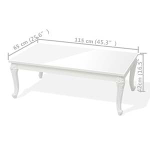 Konferenční stolek 115 x 65 x 42 cm vysoký lesk bílý - obrázek 5