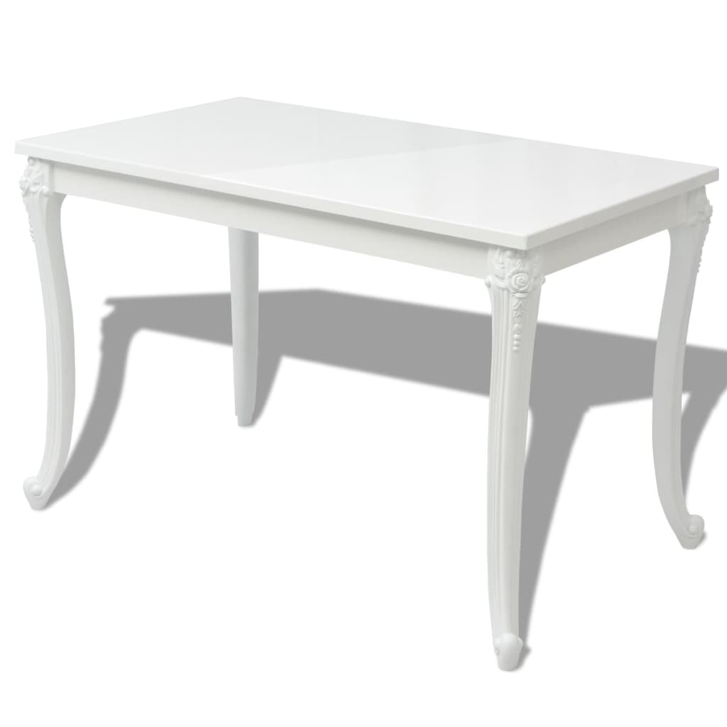 Blagovaonski stol visokog sjaja bijeli 116 x 66 x 76 cm