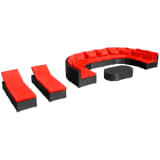 vidaXL 13-tlg. Garten-Lounge-Set mit Auflagen Poly Rattan Rot