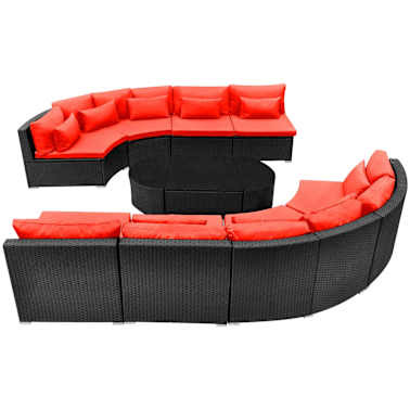 vidaXL Conjunto de sofá de jardim c/ espreguiçadeiras vime vermelho[6/12]