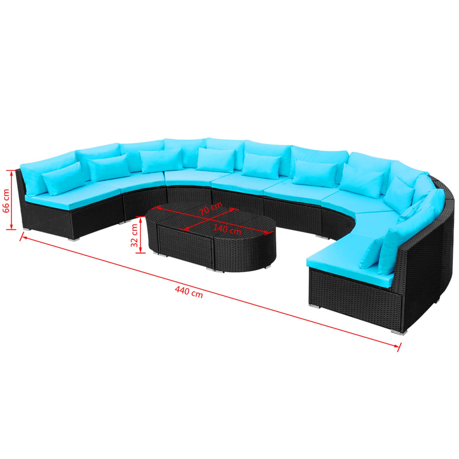 Round Sofa Set size guide