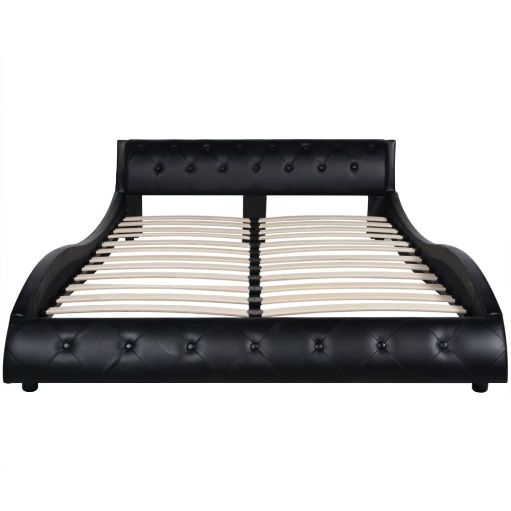 vidaXL Bed Frame Black Faux Leather 150x200 cm 5FT King Size