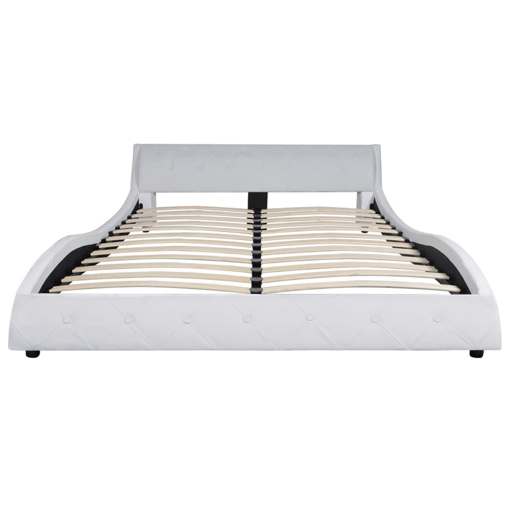 vidaXL Bed Frame White Faux Leather 135x190 cm 4FT6 Double