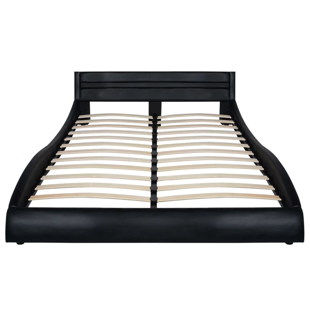 vidaXL Bed Frame with LED Black Faux Leather 150x200 cm 5FT King Size