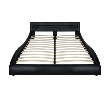 vidaXL Bed Frame with LED Black Faux Leather 135x190 cm 4FT6 Double
