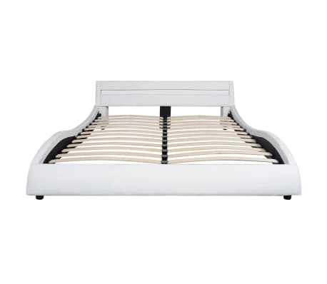 vidaXL Bed Frame with LED White Faux Leather 150x200 cm 5FT King Size