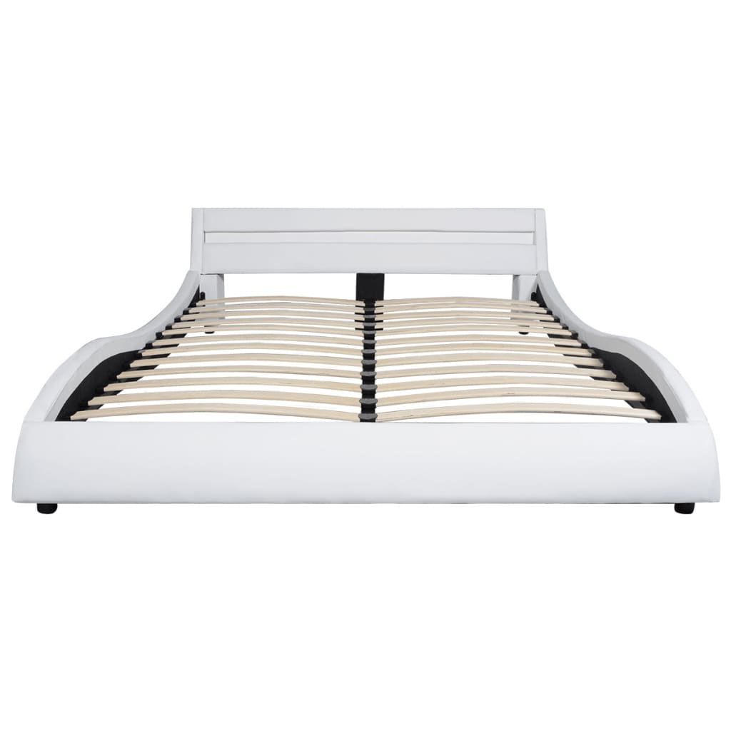 vidaXL Bed Frame with LED White Faux Leather 135x190 cm 4FT6 Double